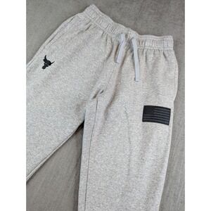 Under Armour Project Rock Joggers Mens M Gray Brahma Bull Flag Fleece Sweatpants